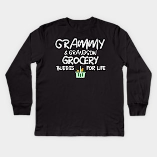 Grammy & Grandson Grocery Buddies for Life (Light Print) Kids Long Sleeve T-Shirt